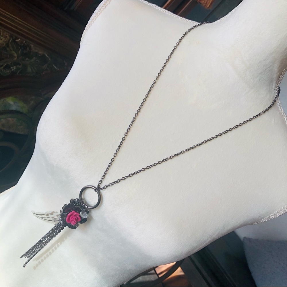 Multi charm cluster pendant on chain necklace